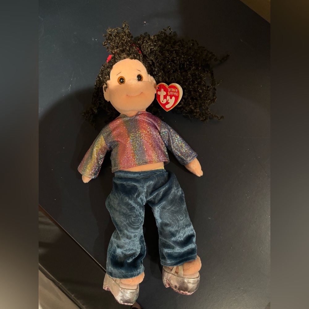 Ty Stuffed Doll with Sparkling Multicolor Top and Blue Pants - Jammin’ Jenna